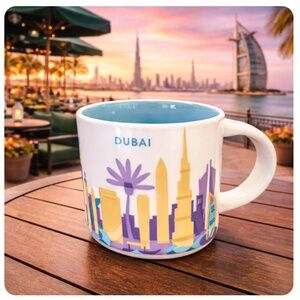 STARBUCKS You Are Here Dubai Skyline Mug 14oz Blue Purple Gold